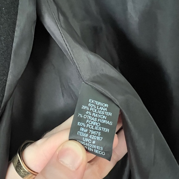 London Fog Wool Blend Hooded Coat Jacket Women’s L Black Zip Front Winter - Picture 5 of 10